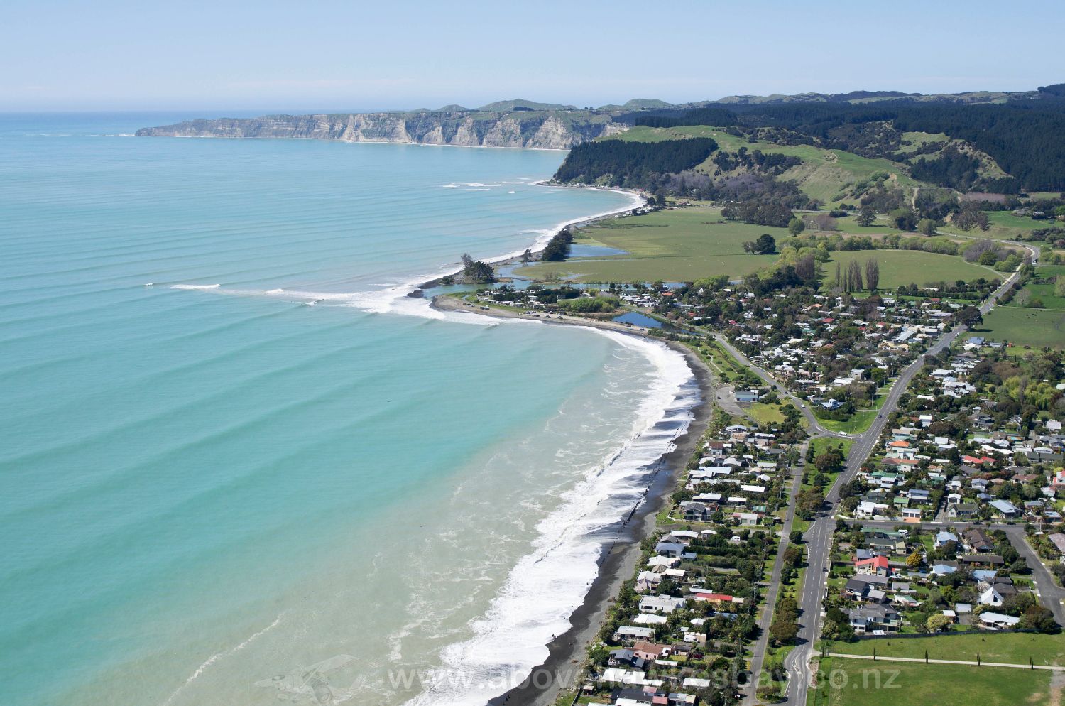 Aerial drone view of Hastings city and surrounding Hawke’s Bay region.
